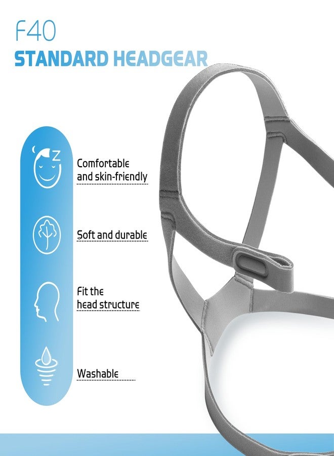 SyunsXoon F40 CPAP Headgear Compatible with Resmed AirFit F40 Full Face Mask, Standard F40 Head Strap with Mangetic Clips, Adjustable Elastic CPAP Mask Strap - Image 3